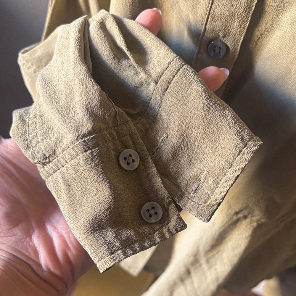 Spanx Olive Green Button Front Blouse Medium Stre… - image 7